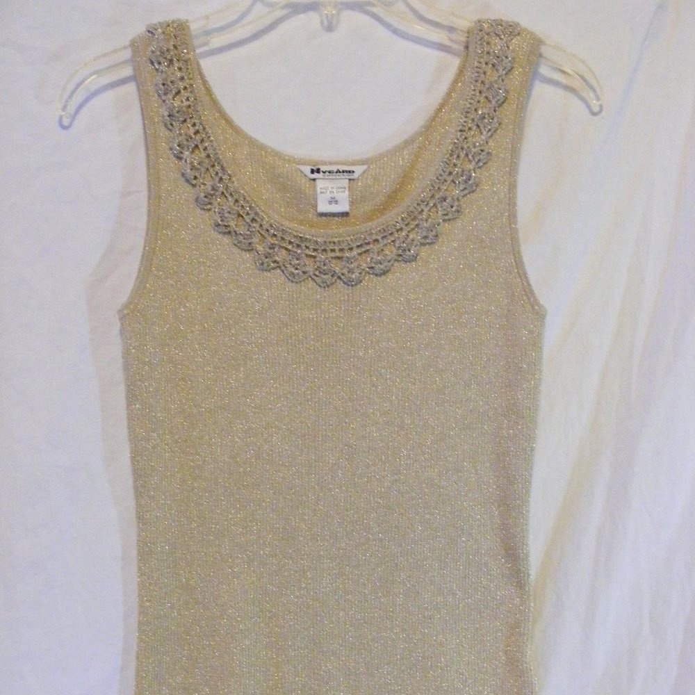 NyGard Collection Gold Knitted Tank Top Size M